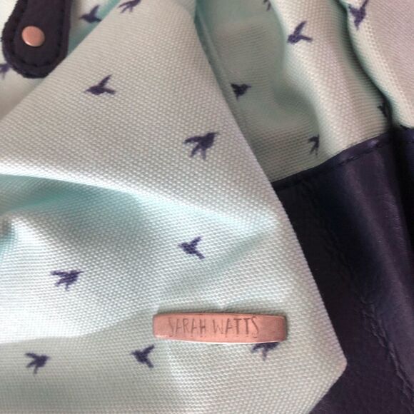 Mint Green Bird Print Backpack - Picture 4 of 4